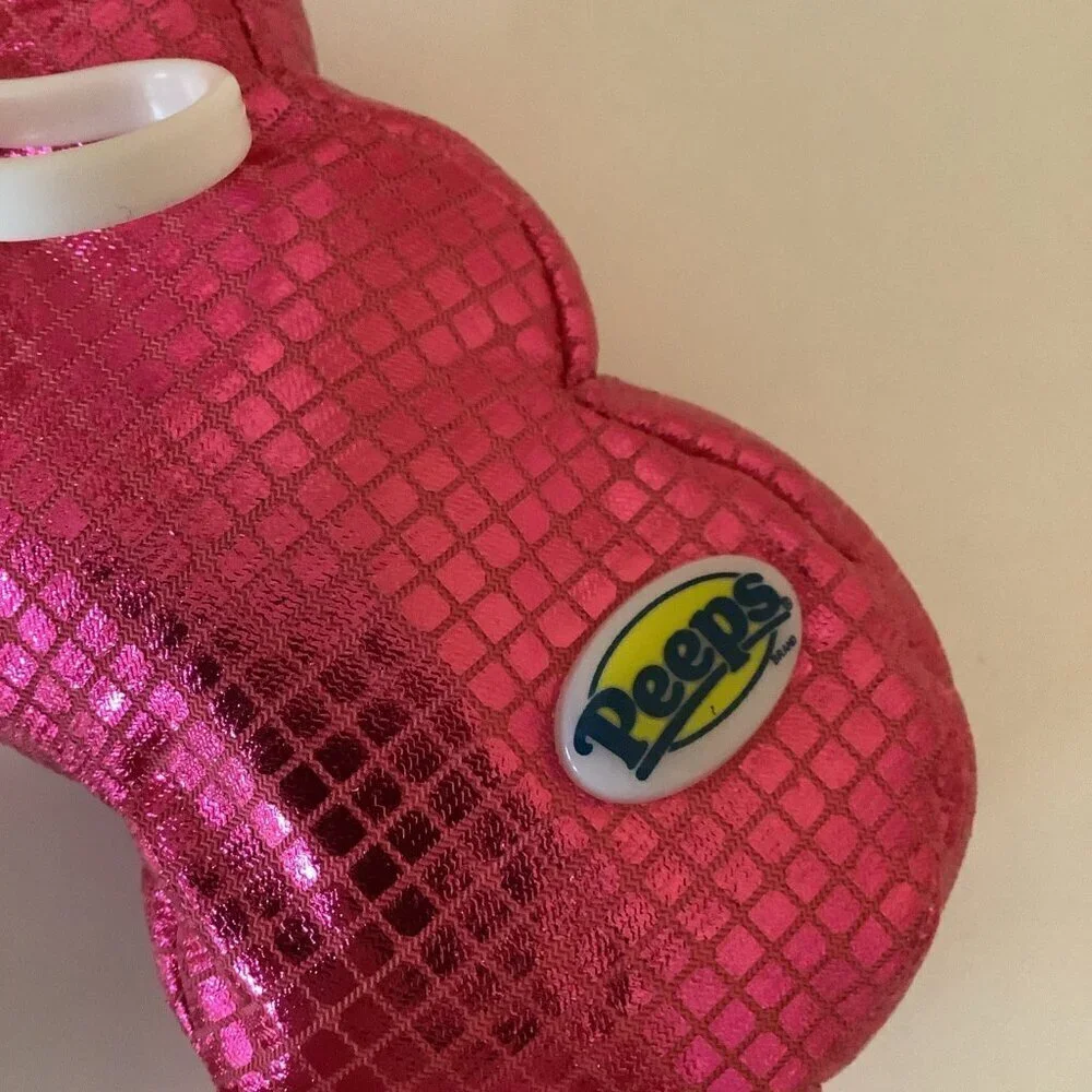 Peeps Disco Bunny Hot Pink Plush With White Clasp, Approx 6 Inches New With Tags